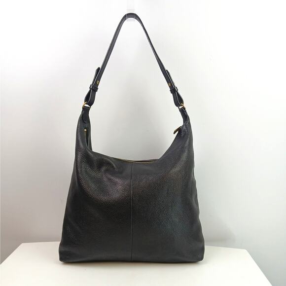 Fossil Cleo Large 1 Strap Hobo Shoulder Bag In Soft Black Leather Gold Hardware